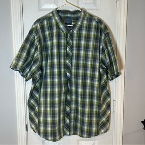 prAna Short Sleeve
Pearl Snap Button Up Plaid Shirt Mens XXL 100%
Organic Cotton